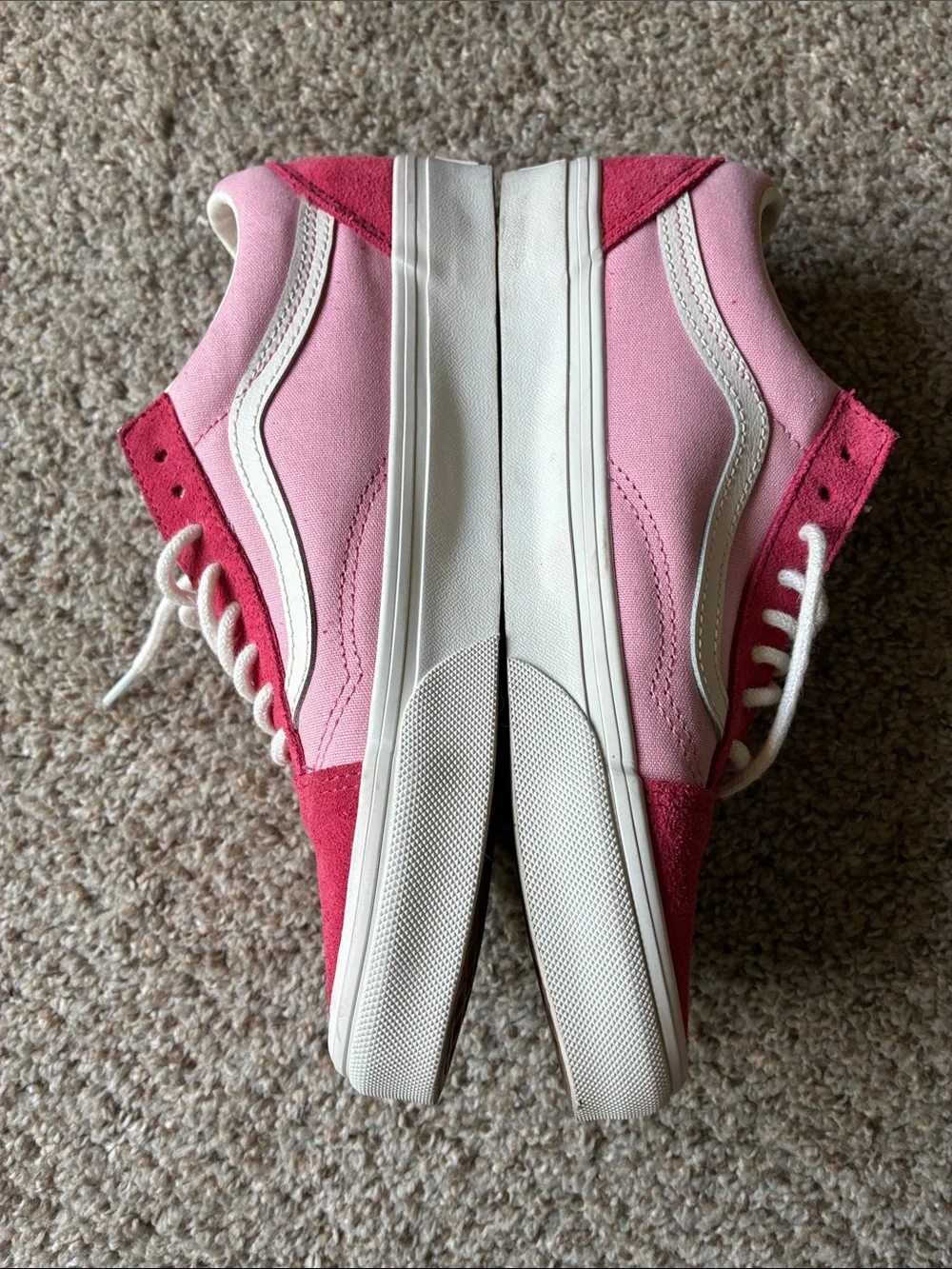 Vans light Pink and dark Pink Low-Top Lace-Up Sneakers